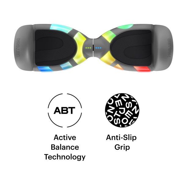Jetson Litho X Hoverboard, Lava LED Technology, Light-Up Deck, Illuminated Rims/Tires, Grey