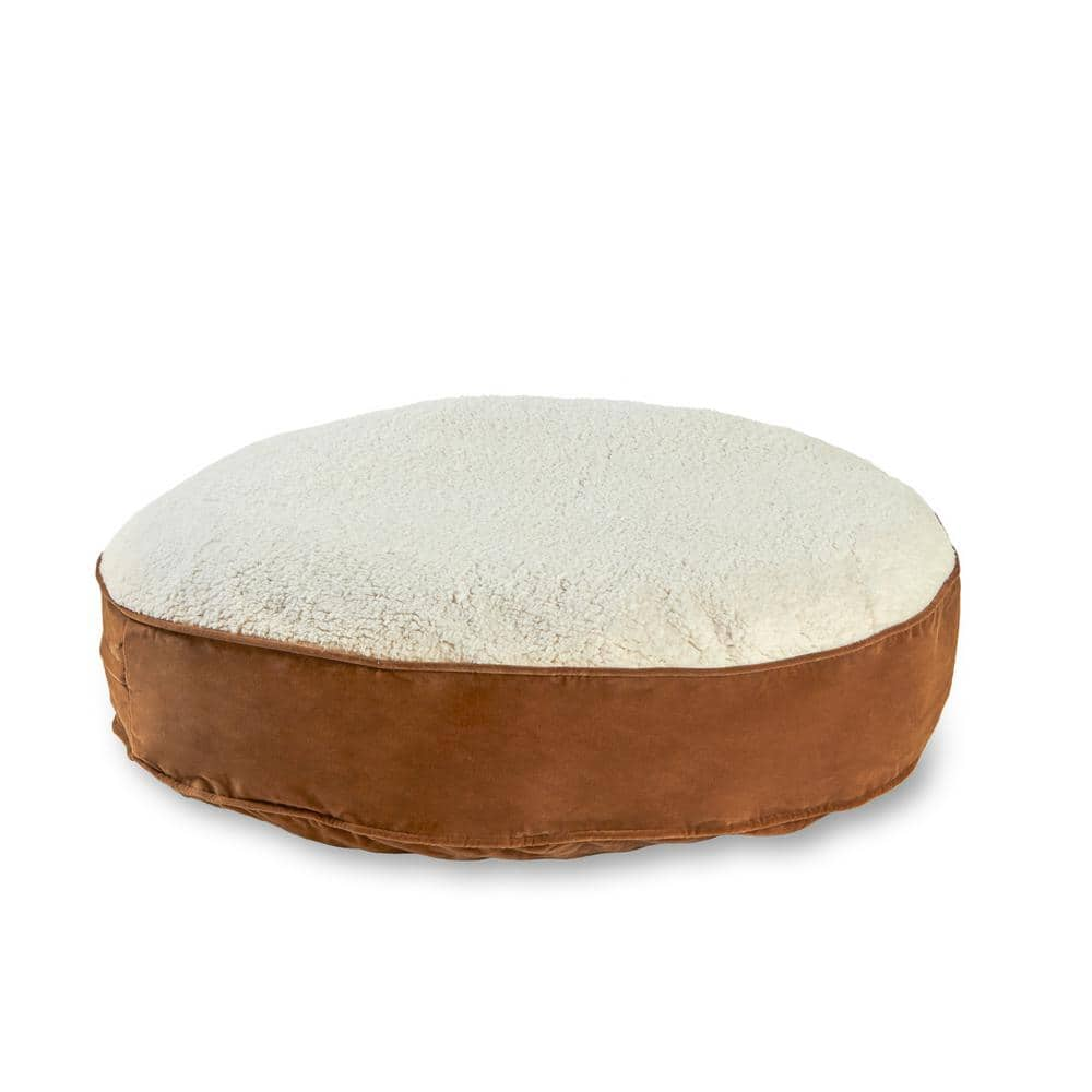 Happy Hounds Scout Deluxe Round Large Latte Sherpa Dog Bed DB250L-LATTE/BIRCH