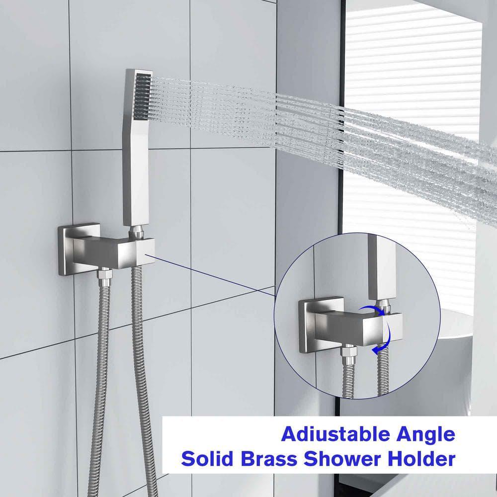 LORDEAR Single Handle 3Spray High Pressure Tub and Shower Faucet with 12 in Shower Head in Brushed Nickel Valve Included