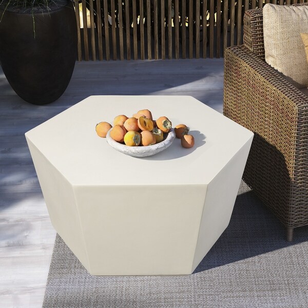 UPHA 28inch Outdoor Patio Hexagon Magnesium Oxide Furniture Coffee Table