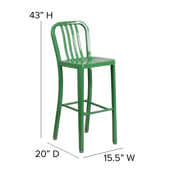 30'' High Metal Indoor-Outdoor Barstool with Vertical Slat Back