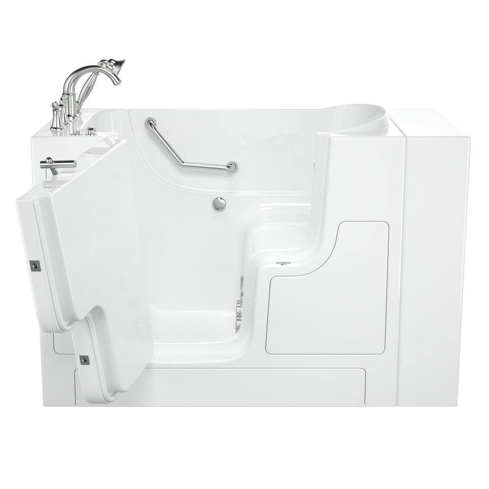 American Standard Gelcoat Value Series 52 in. Left Hand Walk-In Whirlpool Bathtub with Outward Opening Door in White 3052OD.709.WLW-PC