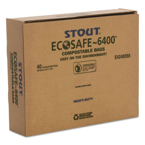 Stout EcoSafe-6400 Bags | 48 gal， 0.85 mil， 42