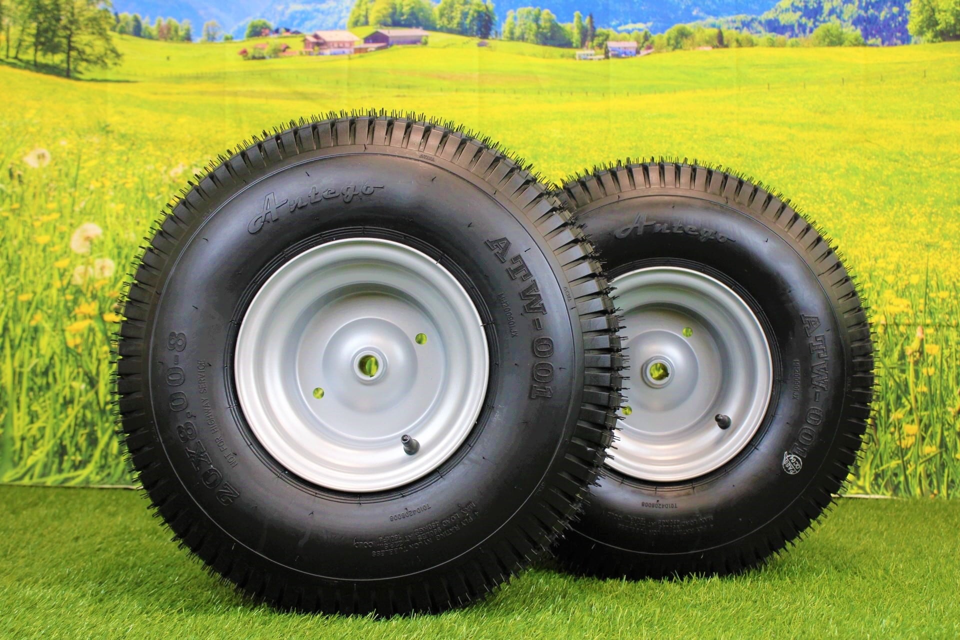 Antego Tire and Wheel 20x8.00-8 4 Ply Tires and Wheels for Lawn and Garden Mower- Husqvarna ATW-001 (Set of Two)