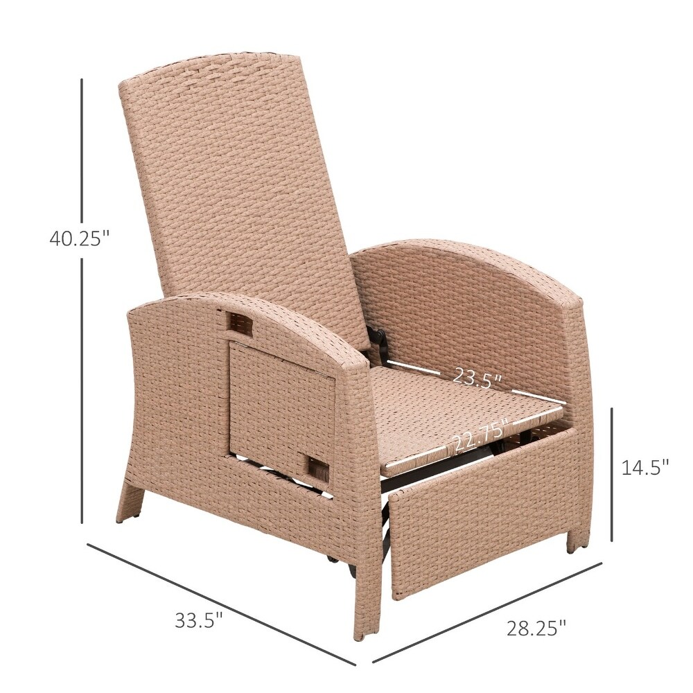 Outsunny Outdoor Rattan Wicker Adjustable Recliner Lounge Chair