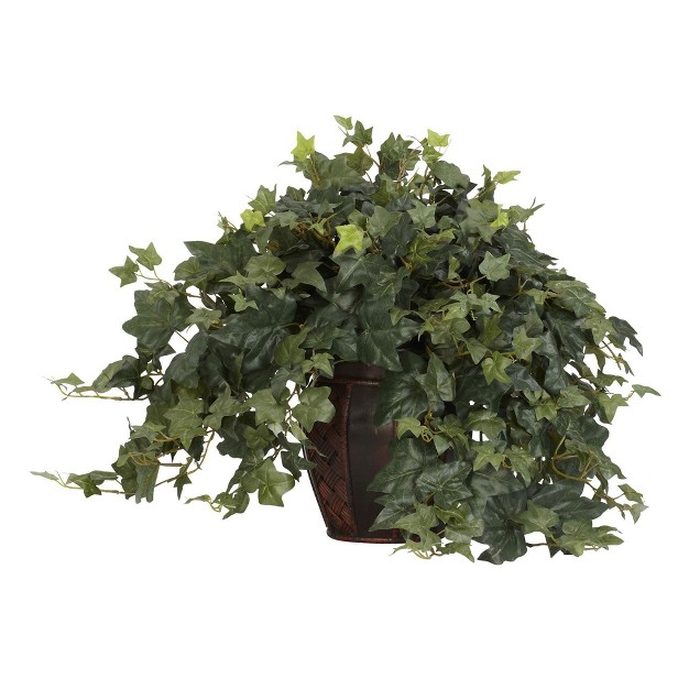 Nearly Natural 21-in Puff Ivy W/decorative Vase Silk Plant