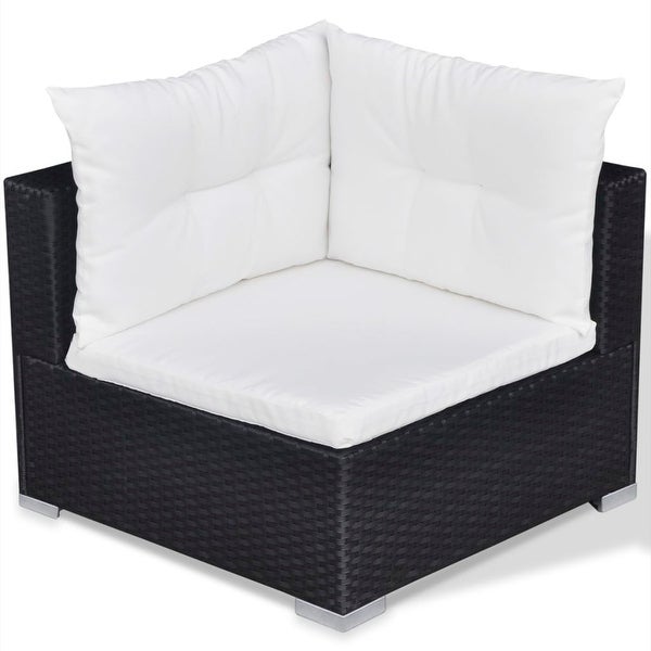 10 Piece Garden Lounge Set with Cushions Poly Rattan Black - Overstock - 35107909