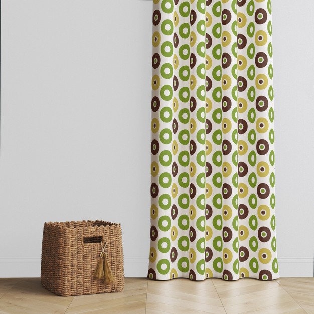 Bacati Mod Dots Stripes Green yellow beige brown Dots Curtain Panel