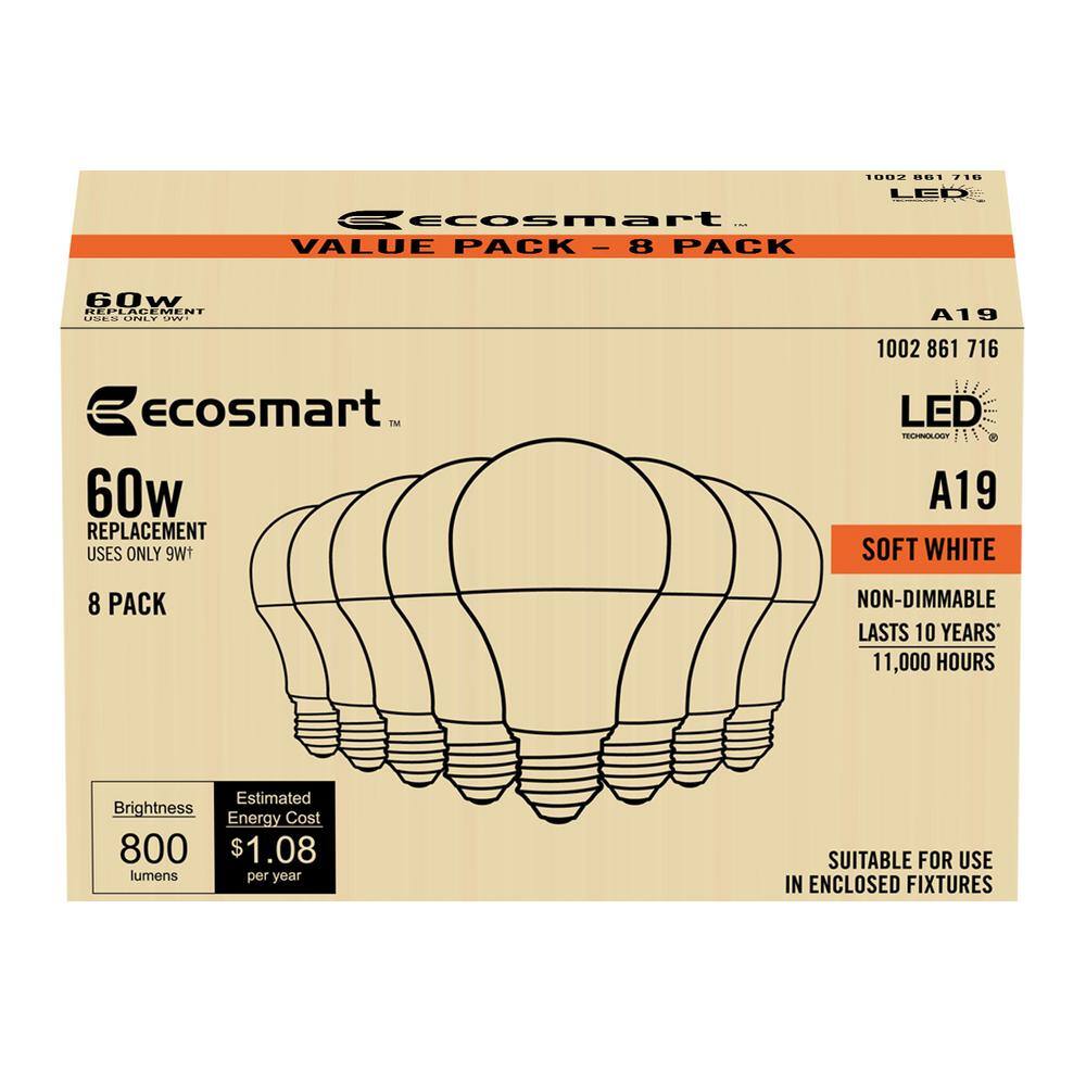 60-Watt Equivalent A19 Non-Dimmable LED Light Bulb Soft White (16-Pack) B7A19A60WUL18