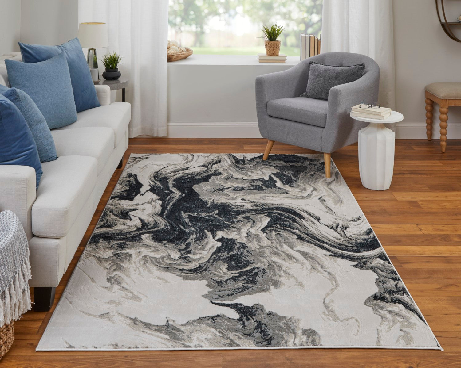 Orin Abstract Ivory/Black/Taupe Rug