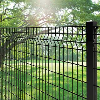 FORGERIGHT Deco Grid 2 in. x 2 in. x 6.18 ft. Black Steel Fence Post with Hardware 863009