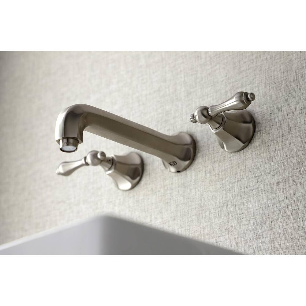 Kingston Brass Metropolitan 2-Handle Wall Mount Bathroom Faucet in Brushed Nickel HKS4128AL