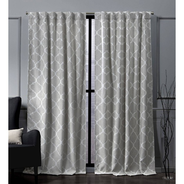 Treillage Back Tab Blackout Window Curtain Panels Exclusive Home