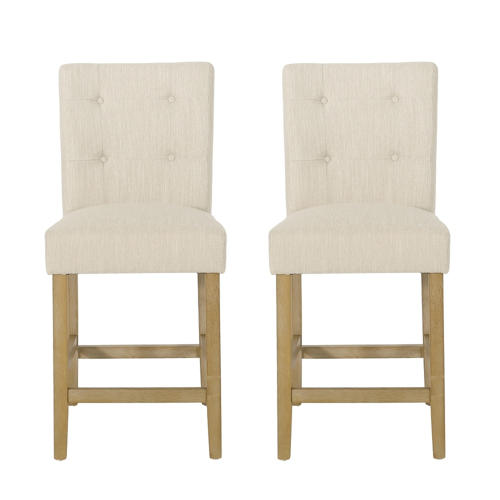 Rossburg Fabric and Rubberwood 26 Inch Counter Stools (Set of 2) by Christopher Knight Home