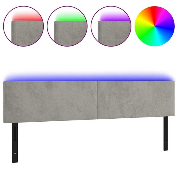 vidaXL LED Headboard Velvet Bedroom Furniture Dark Gray/Light Gray Multi Sizes - - 37421112