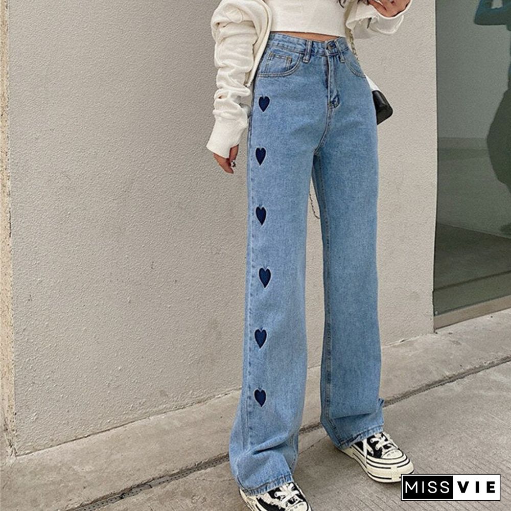 Woman Jeans High Waist Clothes Wide Leg Denim Clothing Blue Streetwear Vintage Quality Fashion Harajuku Straight Pants