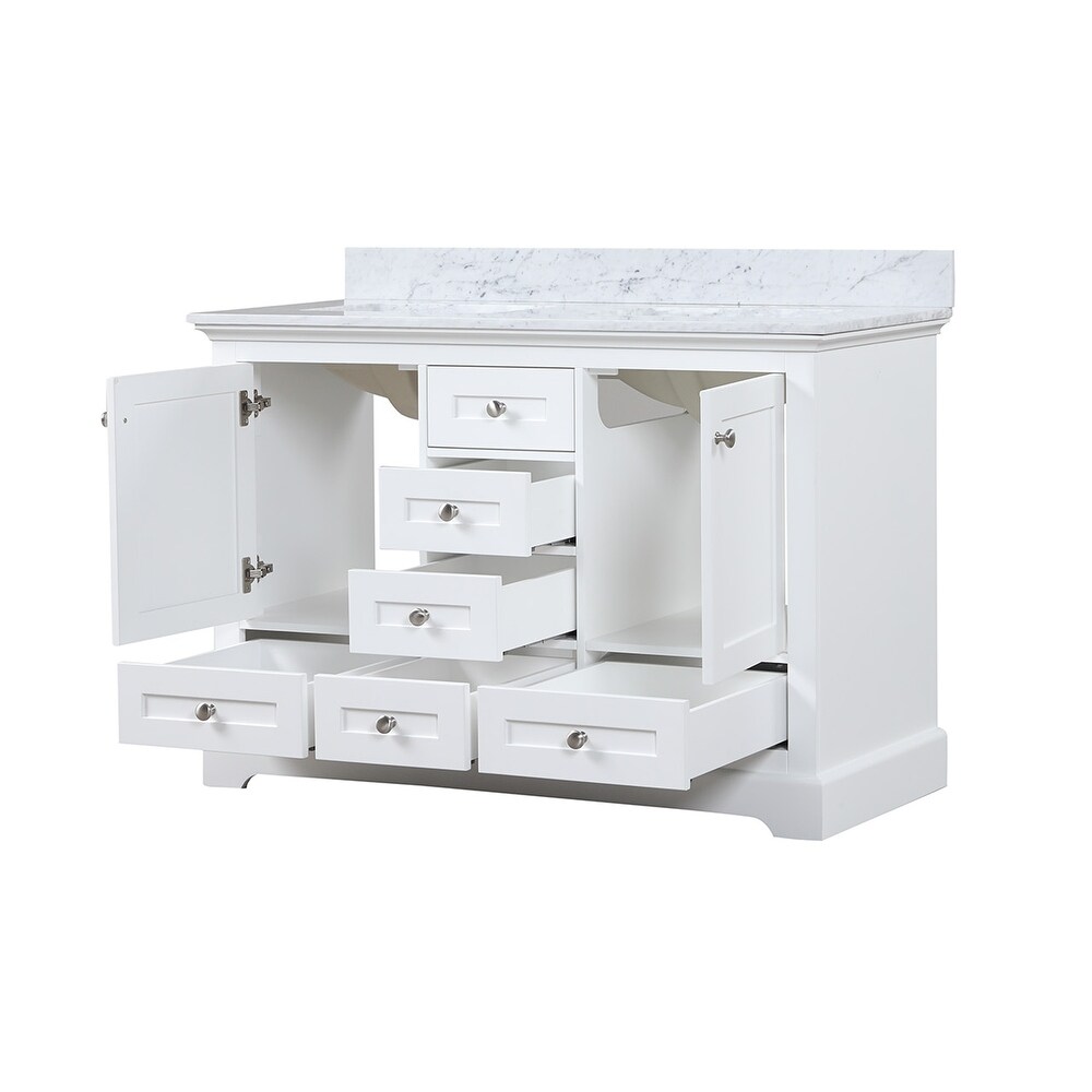 Dukes 48 in. W x 22 in. D White Double Bath Vanity  Carrara Marble Top