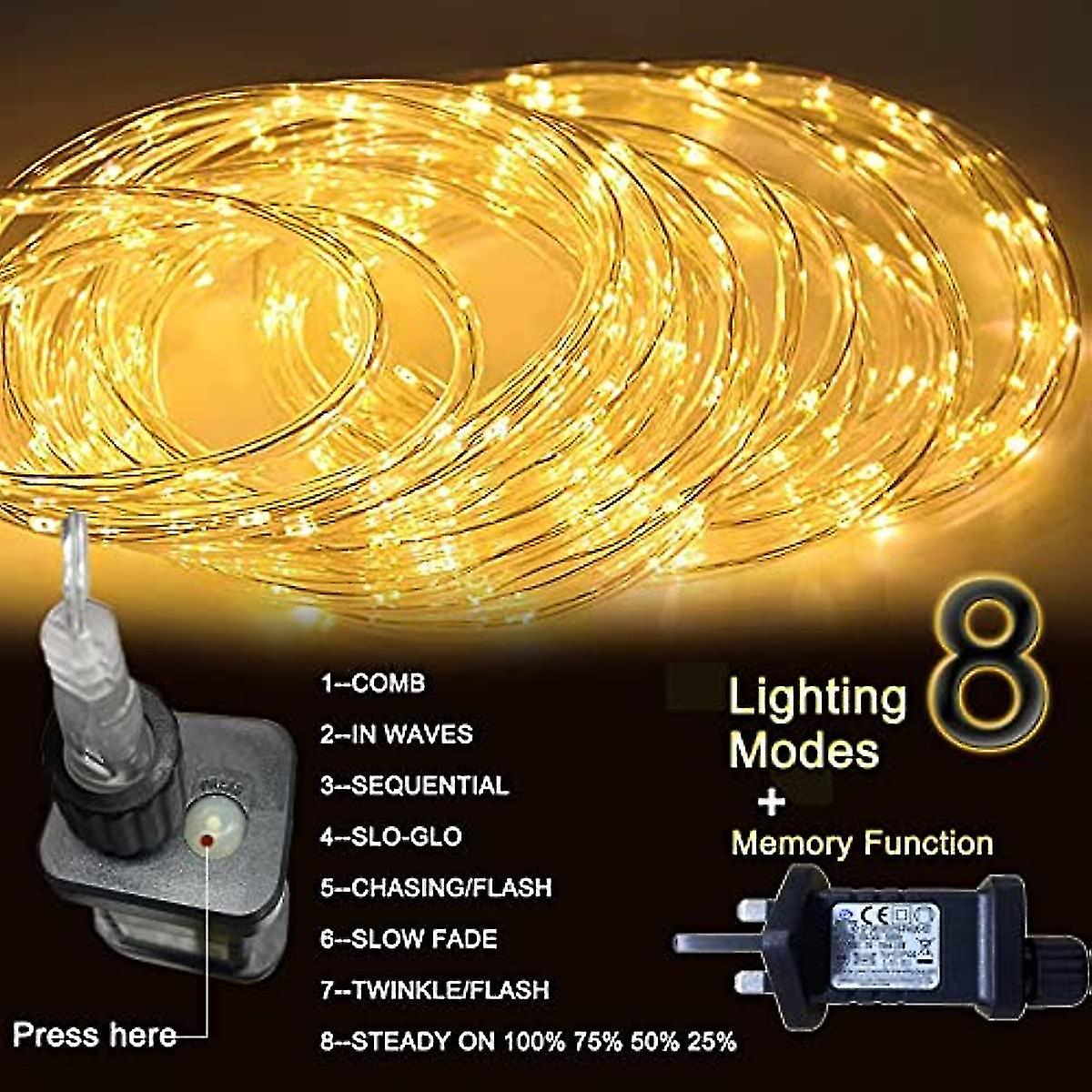 Gresonic Fairy Rope String Lights  400led Waterproof Sensory Light Plug In  8 Modes Flexible Low Voltage Twinkle Lighting With Timer For Patio  Pool