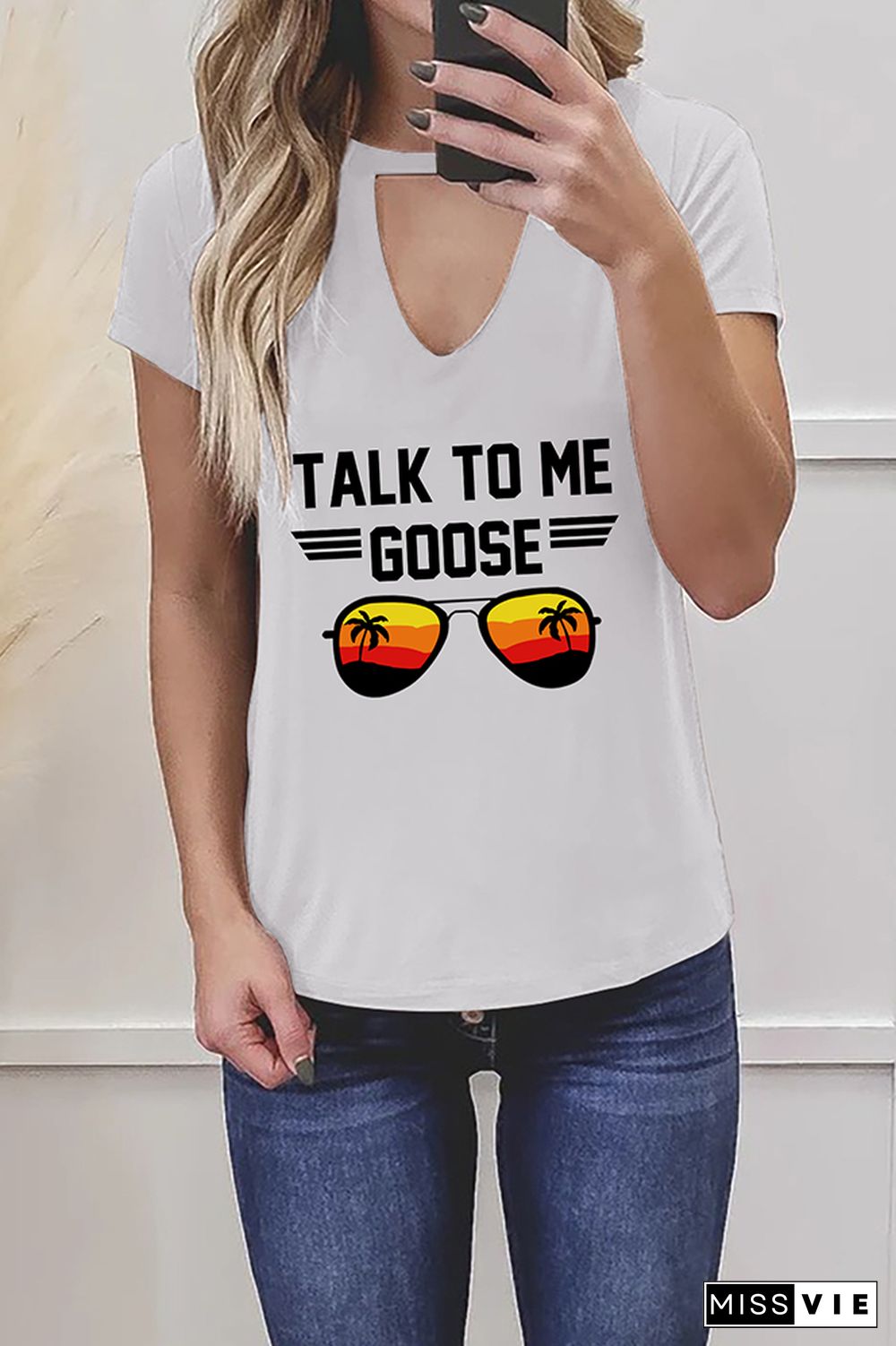 Talk To Me Goose Graphic Tees for Women Wholesale Short Sleeve T shirts Top