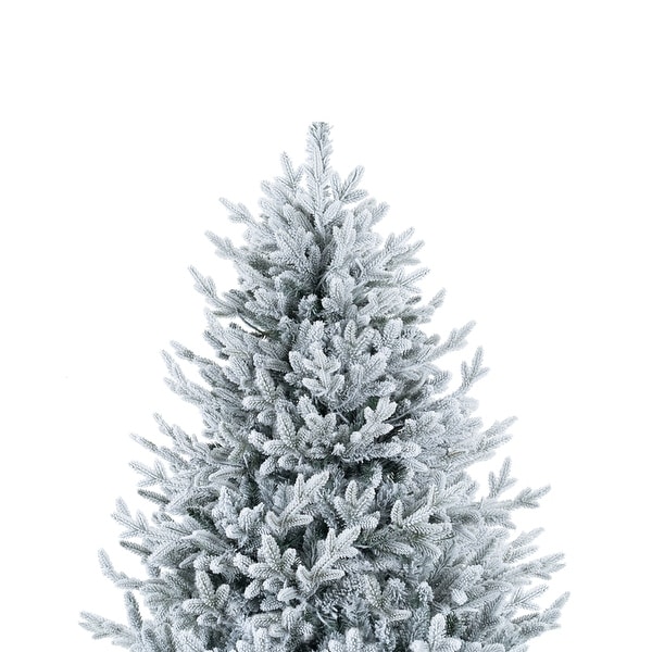 Frosted Fir Snow Flocked Christmas Tree Prelit，Realistic Snowy Frosted Christmas Tree with Lights