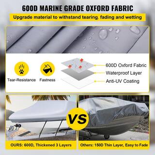 VEVOR 20 ft. to 22 ft. Trailerable Boat Cover V-Hull Boat Cover Waterproof 600D Oxford Fabric for Heavy-Duty storage mooring Y20-22106600D3EBXV0