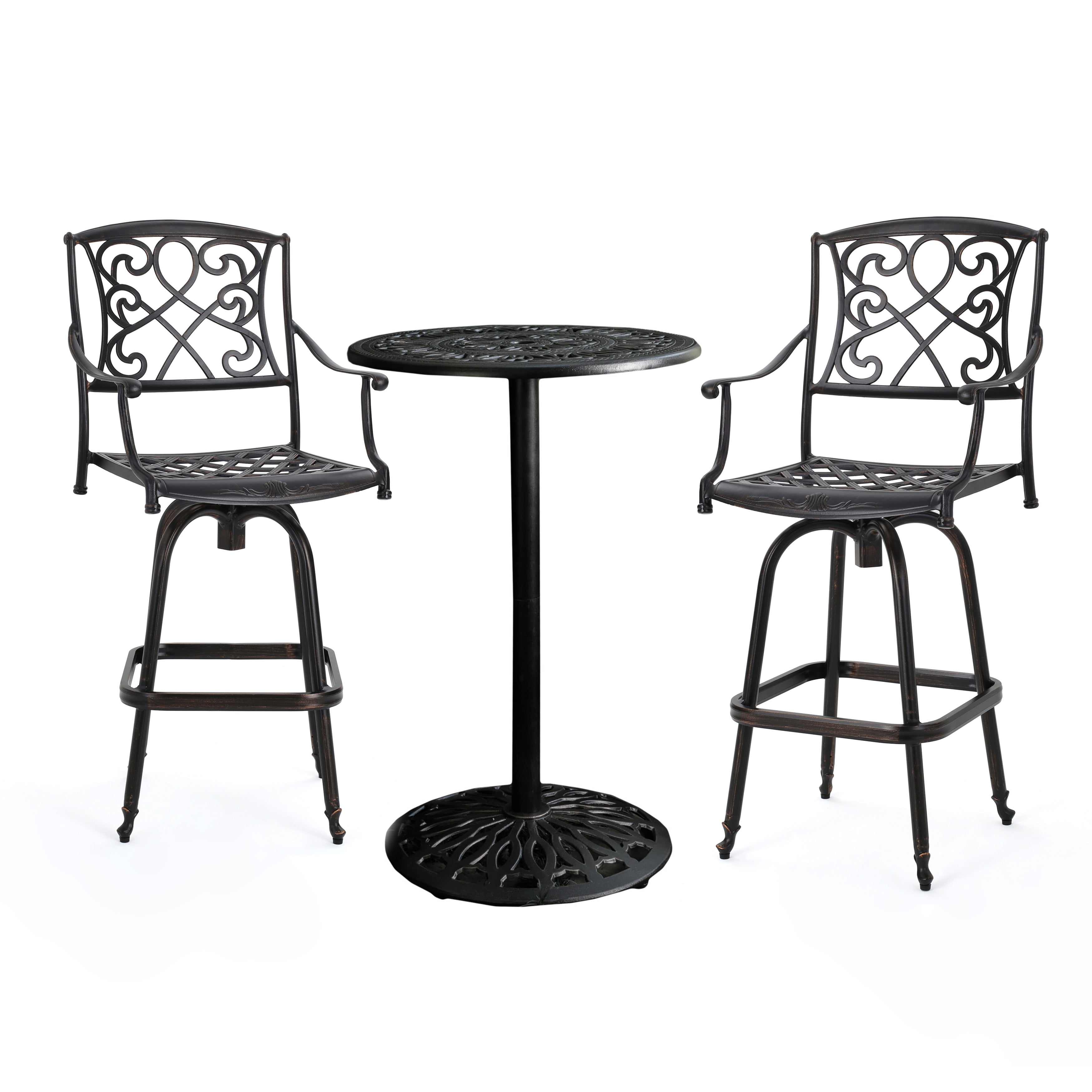 Paris Outdoor 3pc Copper Cast Aluminum Bistro Set