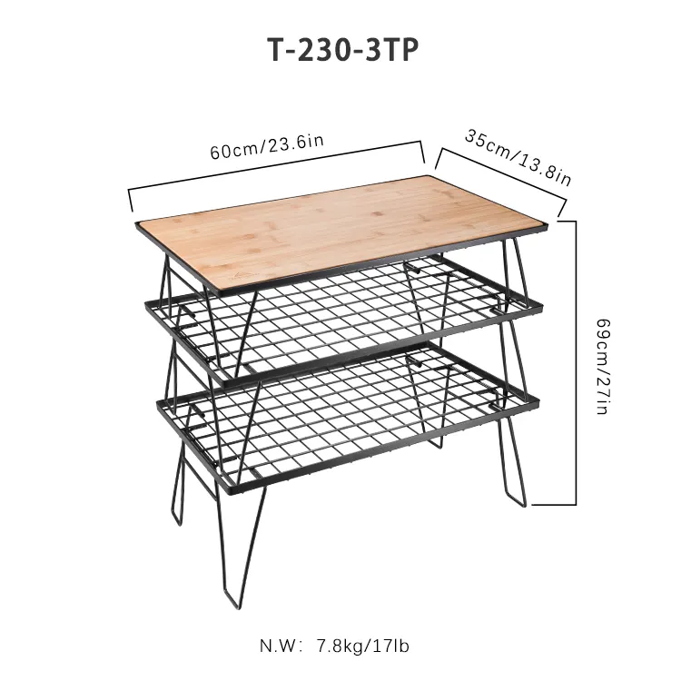 Professional Outdoor Foldable Travel Camping Hiking Double Barbecue Bbq Grill Table Set