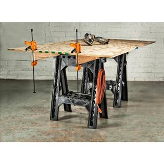 Worx 6 in. x 27 in. x 33 in. Plastic Workbench in Black WX065