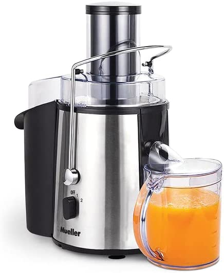 Mueller Juicer Ultra Power， Easy Clean Extractor Press Centrifugal Juicing Machine， Wide 3 Feed Chute for Whole Fruit Vegetable， Anti-drip， High Quality， Large， Silver