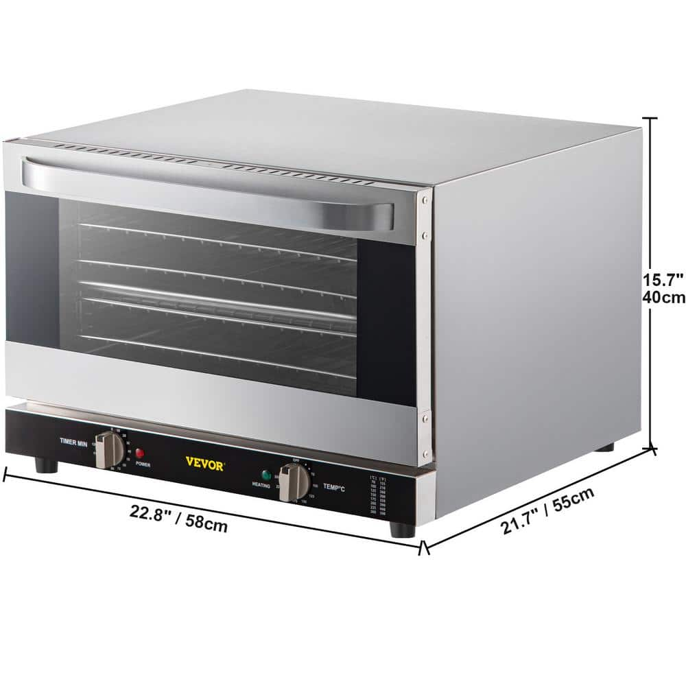 VEVOR Commercial Convection Oven 60 Qt. Half-Size Conventional Oven 1800 W 4-Tier Toaster Electric Silver Baking Oven, 120 V RFXHLM68L110V42FZV1