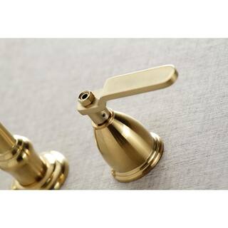 Kingston Brass Whitaker 2-Handle Wall Mount Bathroom Faucet in Brushed Brass HKS3127KL