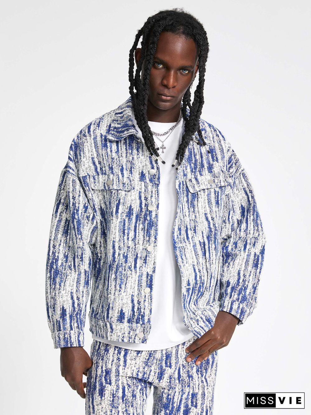 Jacquards Straight Trucker Jacket