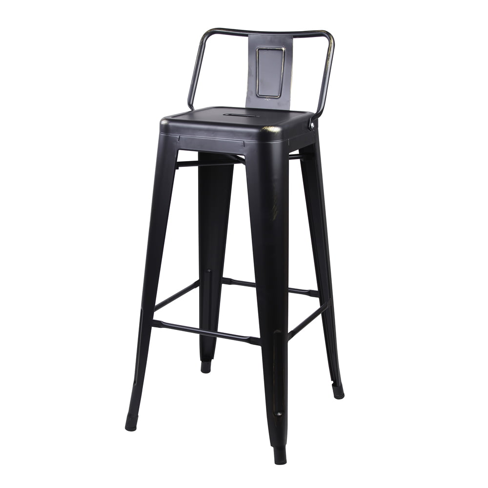 GIA Design Group 24 Inch Counter Height Low Back Metal Stool， Black