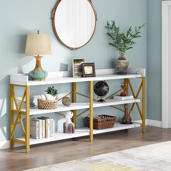 Extra Long Console Table， Narrow Sofa Table Behind Couch