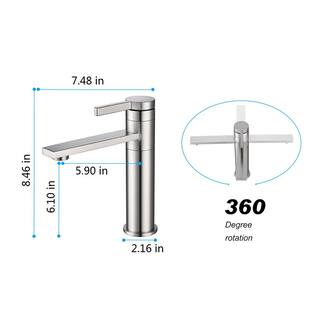 Hlihome Single Handle Single Hole Bathroom Vanity Sink Faucet in Brushed Nickel DKTH71NS