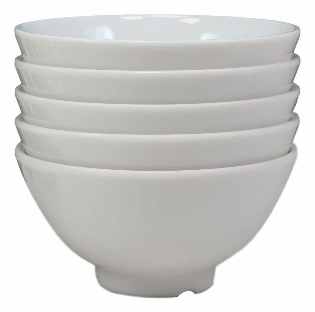 1 Modern White Jade Melamine Round Bowls 8oz For Rice Soup Salad Sauce Set Of 6 EBR02