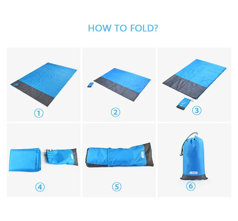 200x210cm Pocket Picnic Waterproof Beach Mat Sand Free Blanket Camping Outdoor Picknick Tent Folding Cover Bedding