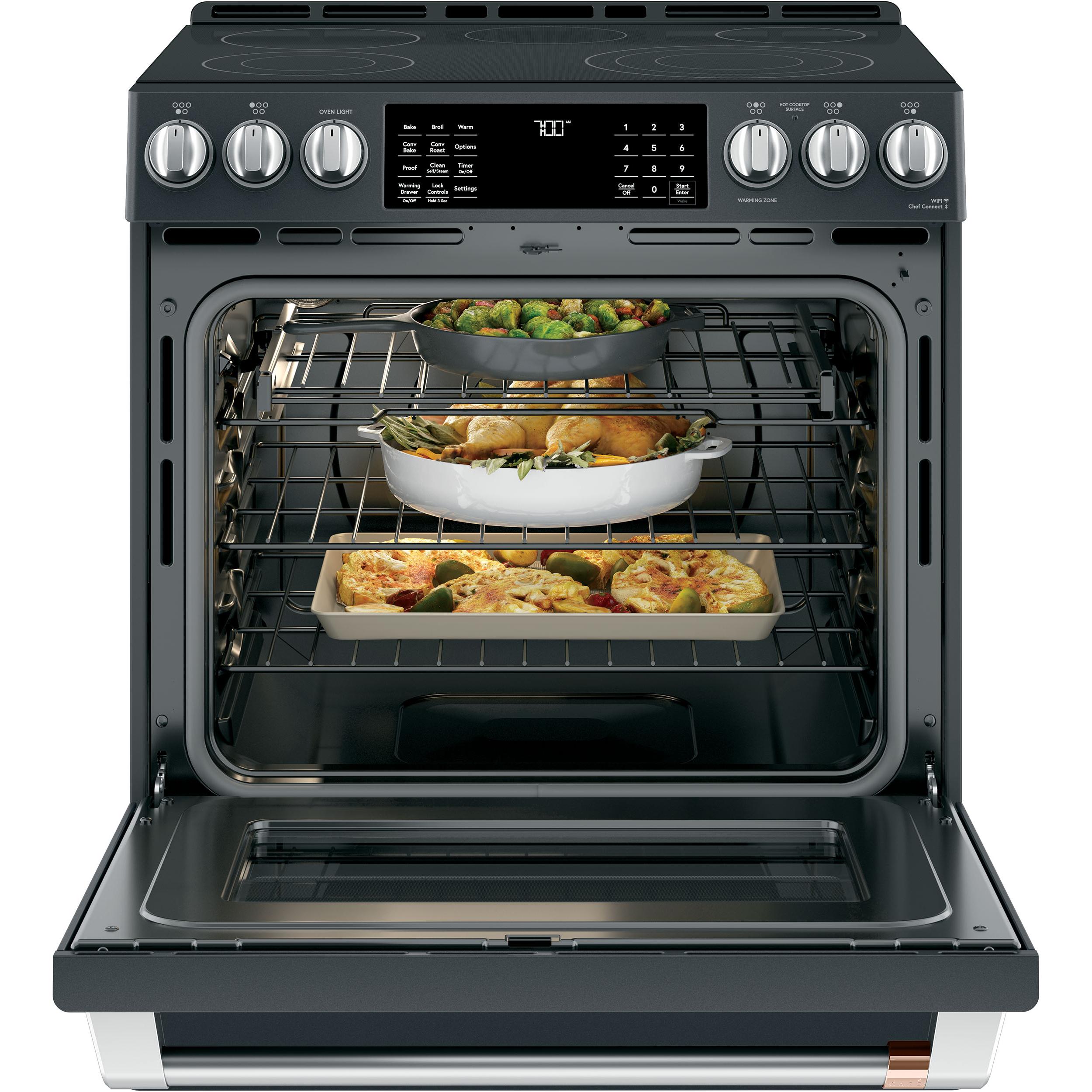 Café 30-inch Slide-in Electric Range with Warming Drawer CES700P3MD1