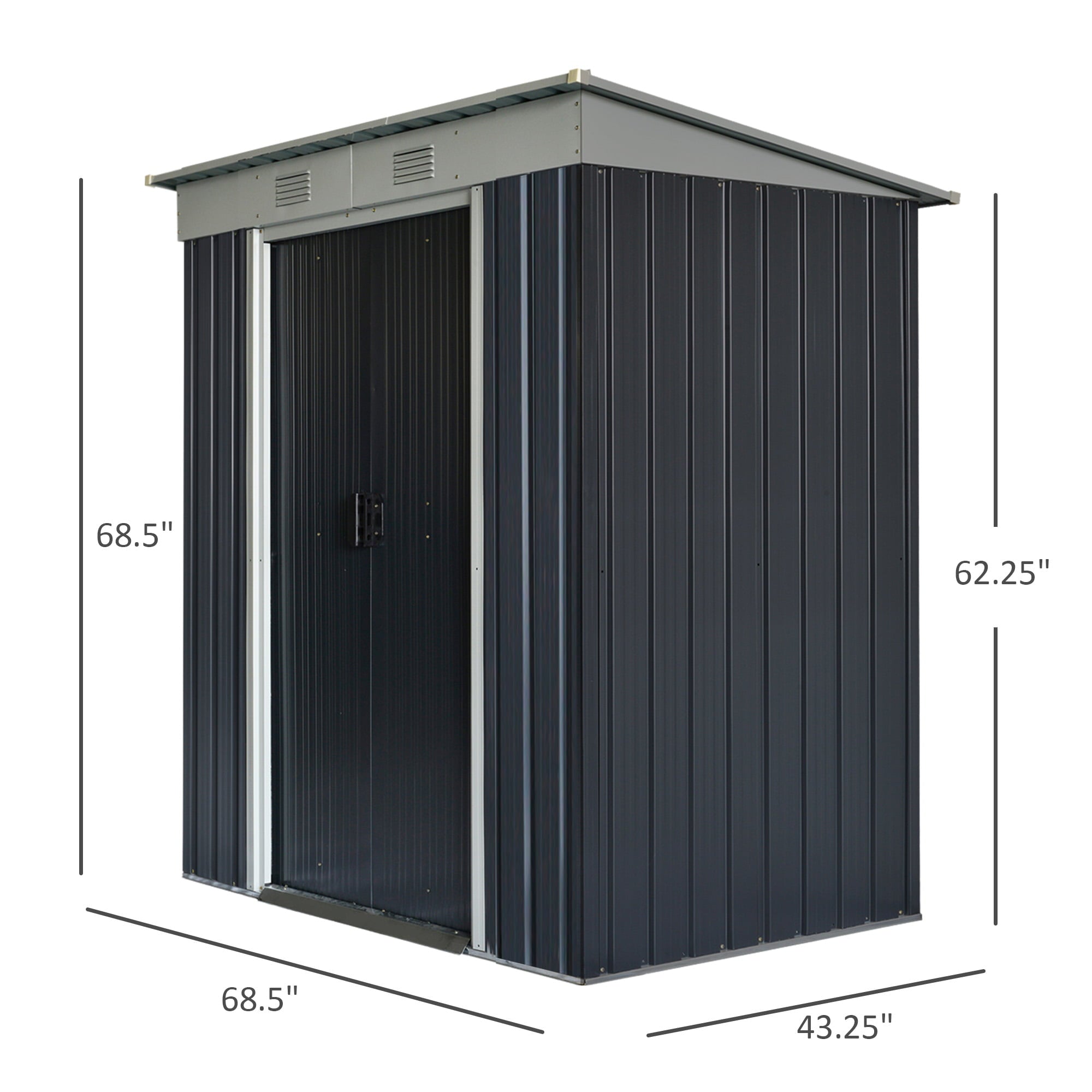 Tomshoo 6' x 4' Outdoor Backyard Garden Tool Storage House Shed with 2 Air Vents Sturdy Steel Frame Lockable Door