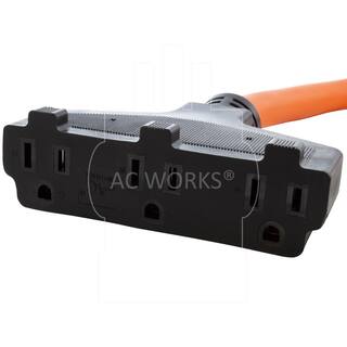 AC WORKS 1.5 ft. 103 STW 30 Amp NEMA L5-30P 30 Amp Locking Plug to Lighted Tri-Outlets Household Sockets L530W515-018