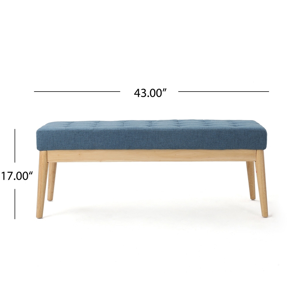 Saxon Mid century Tufted Fabric Ottoman Bench by Christopher Knight Home   43.00 L x 15.75 W x 17.00 H