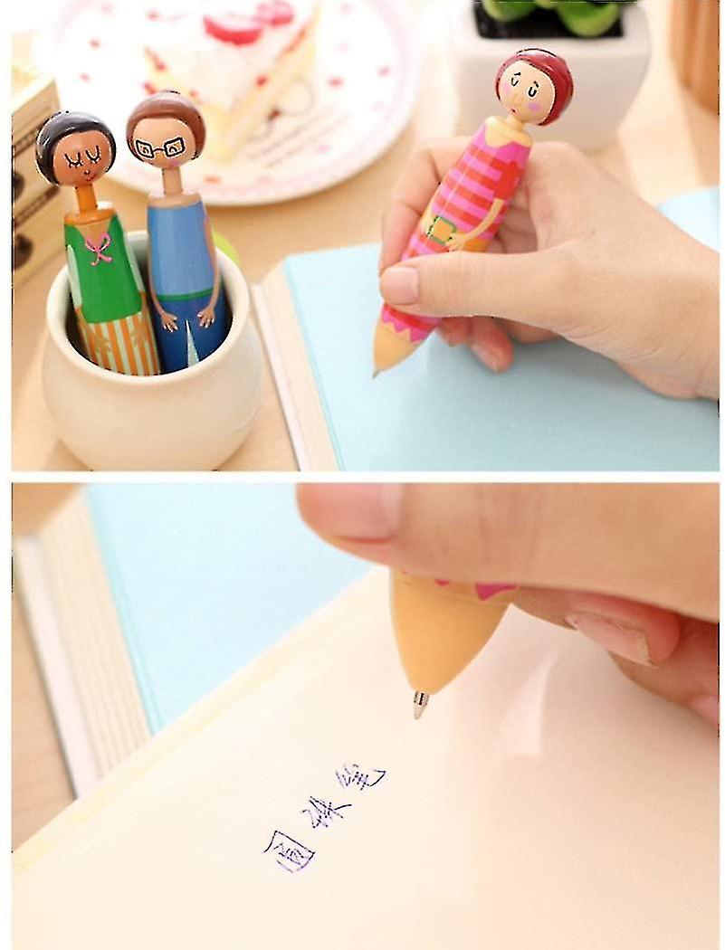 Novelty Girl Doll Design Ballpoint Pen， Cute Creative Stationery And Office Supplies Set Of 5 Pcs