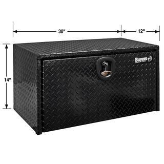 Buyers Products Company 14 in. x 12 in. x 30 in. Gloss Black Diamond Tread Aluminum Underbody Truck Tool Box 1725153