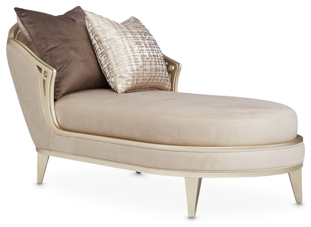 Villa Cherie Velvet Chaise   Porcini/Hazelnut   Contemporary   Indoor Chaise Lounge Chairs   by Michael Amini  Houzz