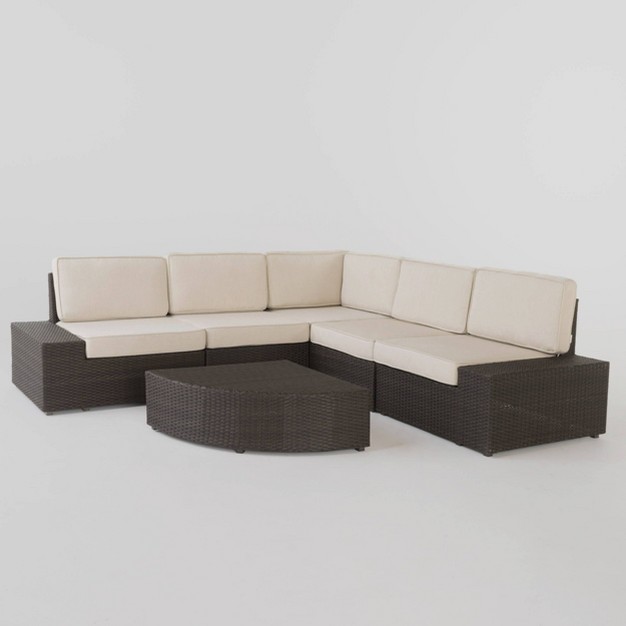 Santa Cruz 6pc Wicker Patio Sofa Set Brown Christopher Knight Home