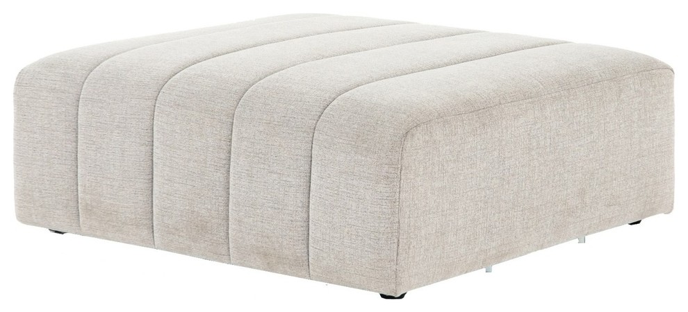 Langham Channel Tufted Square Ottoman   Transitional   Footstools And Ottomans   by Zin Home  Houzz