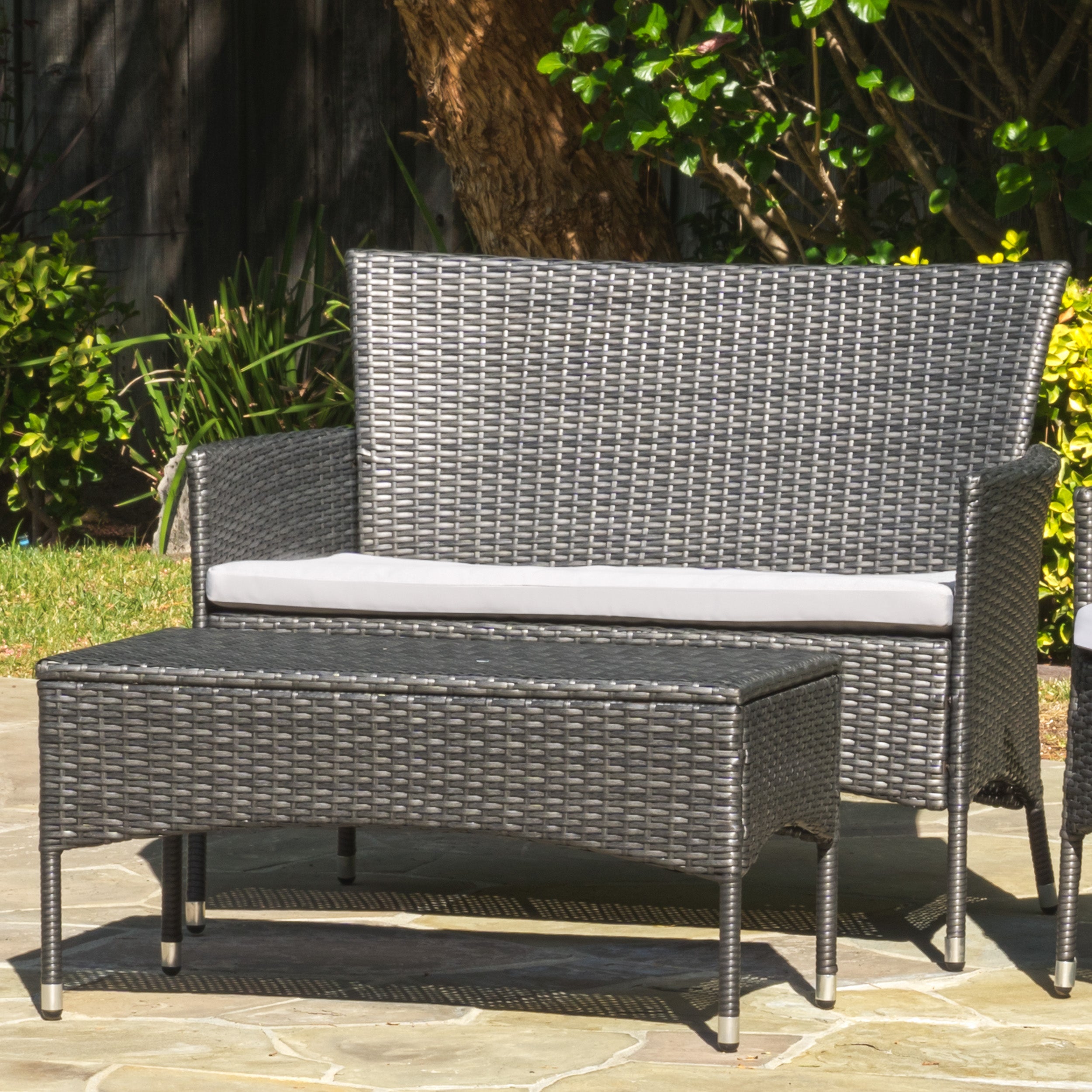 Montague Outdoor Wicker Loveseat and Coffee Table Set