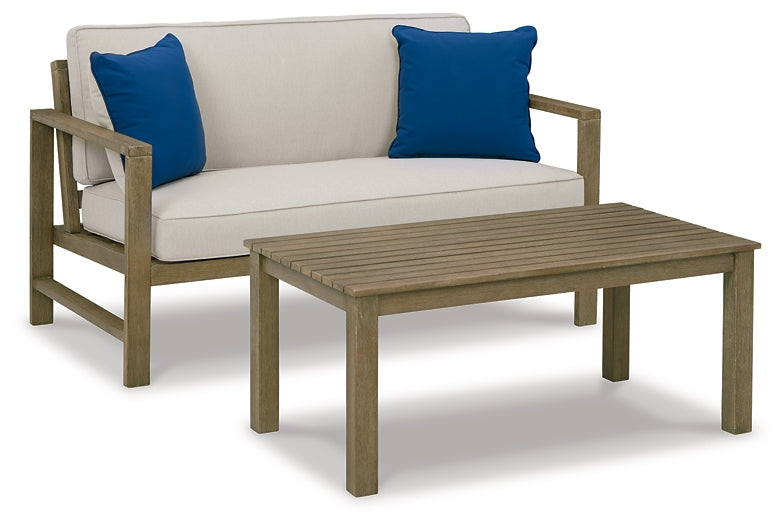 Fynnegan Outdoor Loveseat with Table (Set of 2)