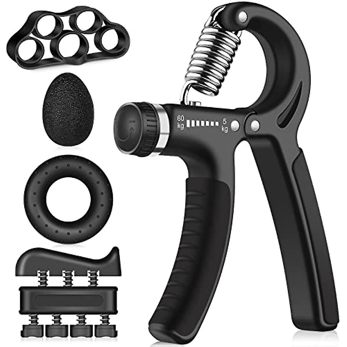 Hand Grips Strengthener Kit 5 Packs  Adjustable Resistance Grip Strength Equipment  Non-slip Forearm Strengthener  Hand Grip Band  Grip Ring  Stress B