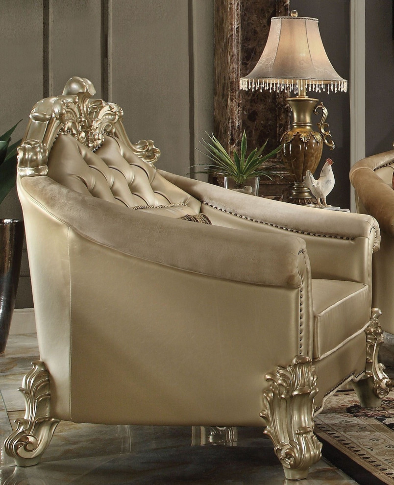 Acme Dresden Living Room Chair in Gold Patina 53122   Victorian   Armchairs And Accent Chairs   by Emma Mason  Houzz